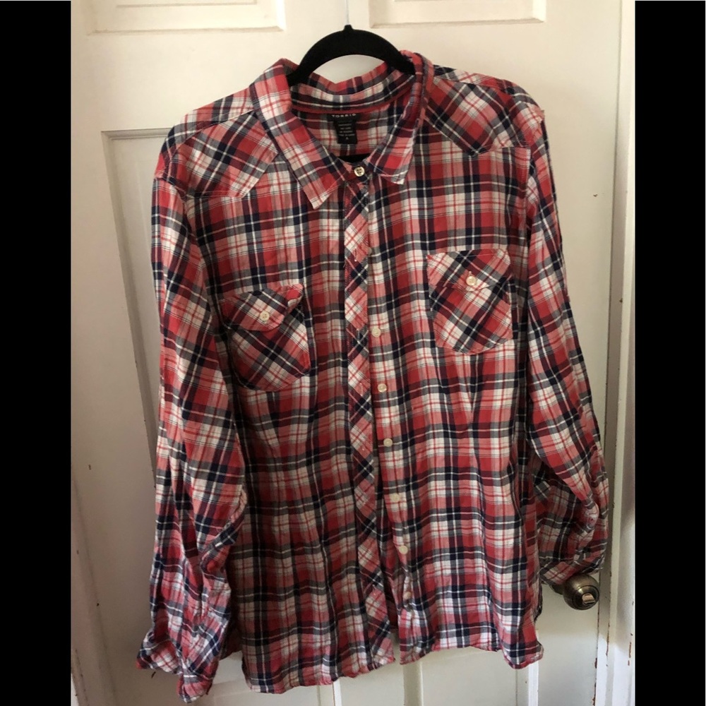 Torrid Plaid Button Down Blouse